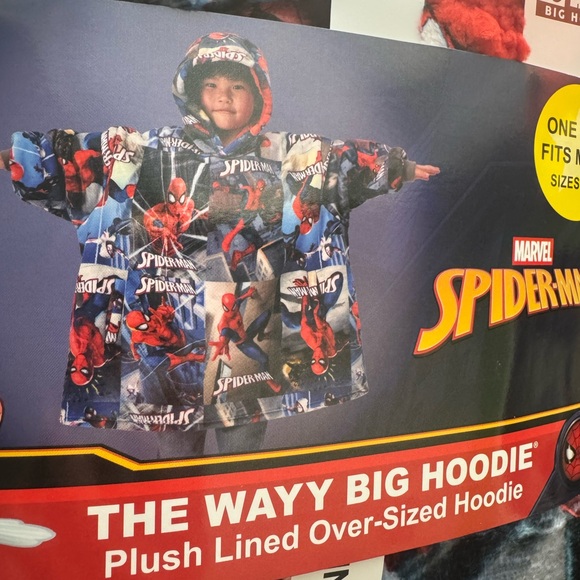 Marvel Spider-Man Oversized Plush Hoodie - Red and Blue - Picture 3 of 4